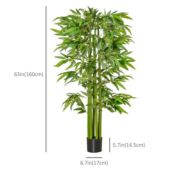 HOMCOM 5.3-ft H Green Artificial Bamboo Tree for Indoor Home Decor