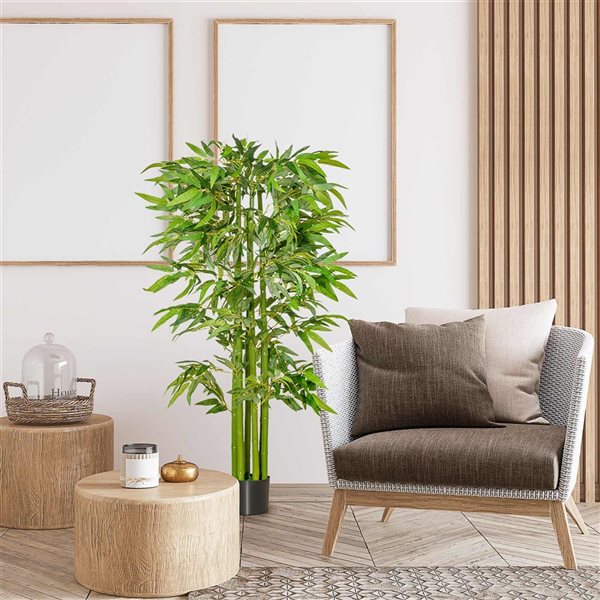 HOMCOM 5.3-ft H Green Artificial Bamboo Tree for Indoor Home Decor