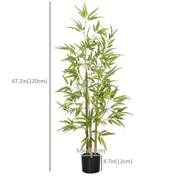 HOMCOM 2-Pack 4-ft H Green Artificial Bamboo Tree for Indoor Home Decor