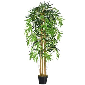 Outsunny 5-ft H Green Artificial Bamboo Tree in Nursery Pot w/ 1095 Leaves