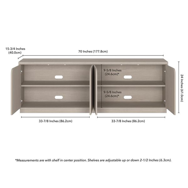 Hailey Home Fitzroy Rectangular TV Stand for TV's up to 78-in - Alder White
