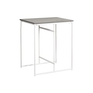 Table de cuisine moderne à hauteur de comptoir Monarch Specialties 32 po l. métal blanc avec plateau stratifié gris