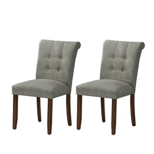 Chaise de salle à manger moderne rembourrée Monarch Specialties 32 po h. bois noyer/tissu gris, ensemble de 2