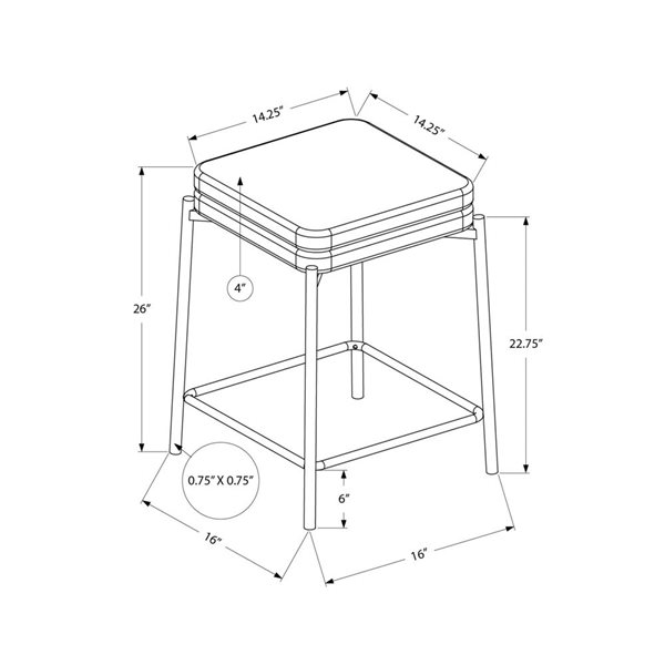 Monarch Specialties Grey Fabric/White Metal Modern Counter Height Barstool - Set of 3