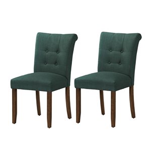 Chaise de salle à manger moderne rembourrée Monarch Specialties 32 po h. bois noyer/tissu bleu, ensemble de 2