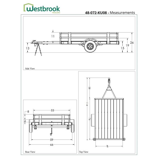Stirling 4 x 6-ft Steel Rail Side Kit Trailer