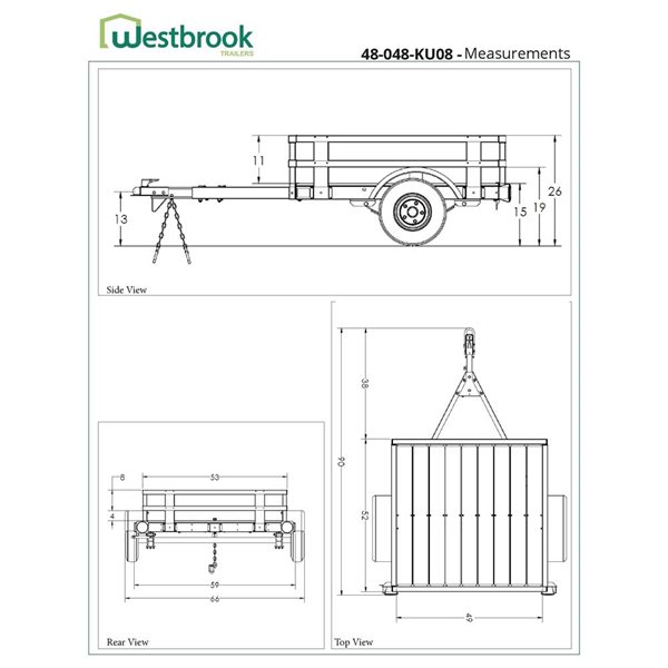 Stirling 4 x 4-ft Steel Rail Side Kit Trailer