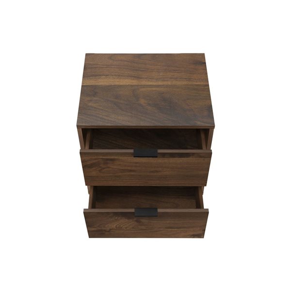 Monarch Specialties 24-in H Walnut Laminate 2-Drawer Modern End Table w/ Black Legs