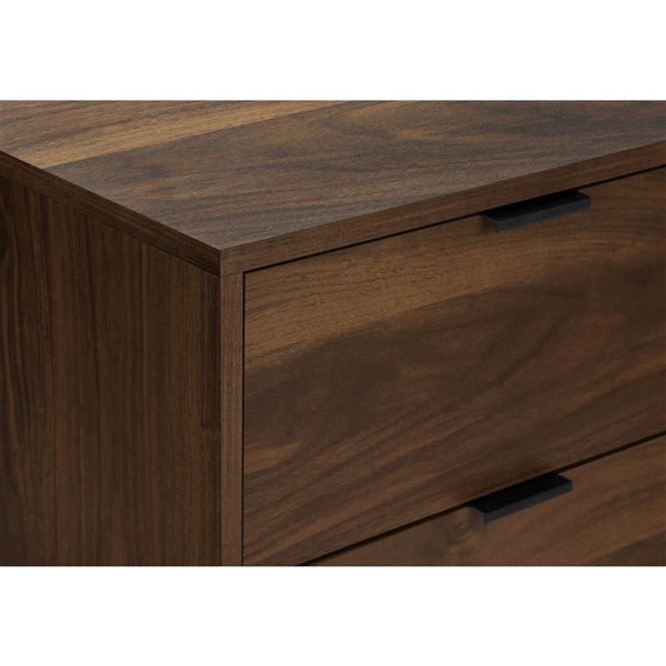Monarch Specialties 24-in H Walnut Laminate 2-Drawer Modern End Table w/ Black Legs