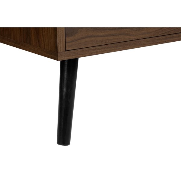 Monarch Specialties 24-in H Walnut Laminate 2-Drawer Modern End Table w/ Black Legs