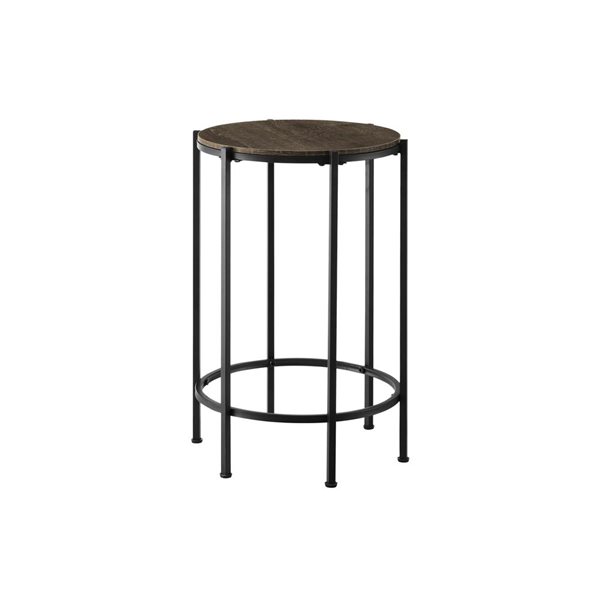 Monarch Specialties 24-in H Dark Oak Laminate/Black Metal Contemporary End Table