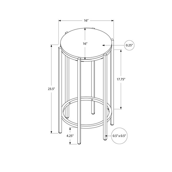 Monarch Specialties 24-in H Dark Oak Laminate/Black Metal Contemporary End Table