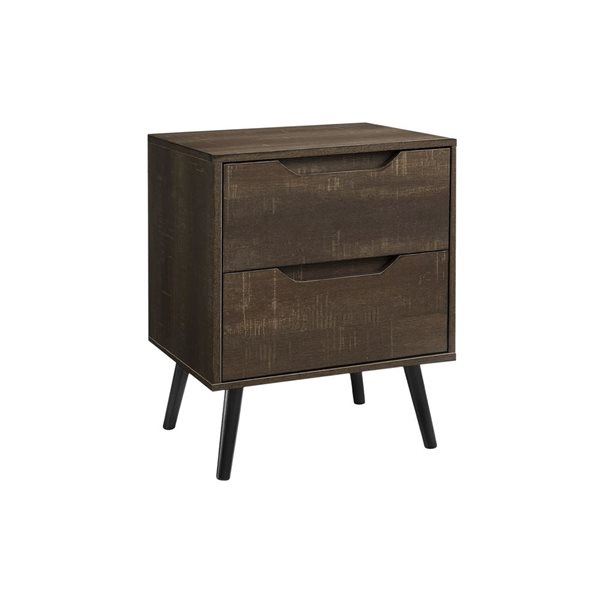 Monarch Specialties 24-in H Dark Brown Laminate 2-Drawer Contemporary End Table