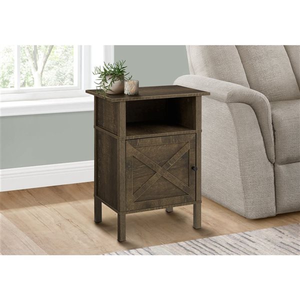 Monarch Specialties 24-in H Dark Oak Laminate 1-Door Transitional Side Table