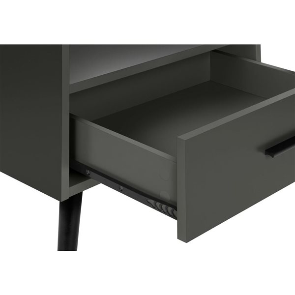 Monarch Specialties 24-in H Dark Grey Laminate 1-Drawer Contemporary End Table