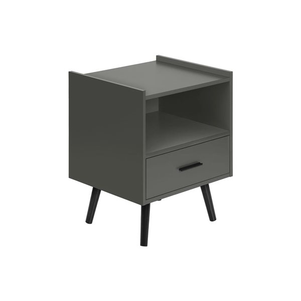 Monarch Specialties 24-in H Dark Grey Laminate 1-Drawer Contemporary End Table