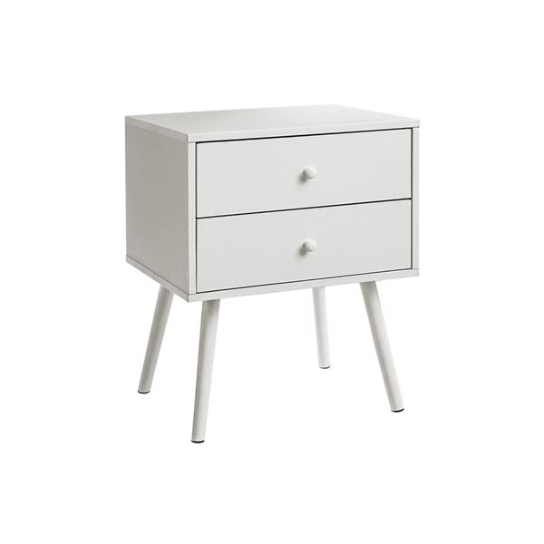 Monarch Specialties 24-in H White Laminate 2-Drawer Modern End Table