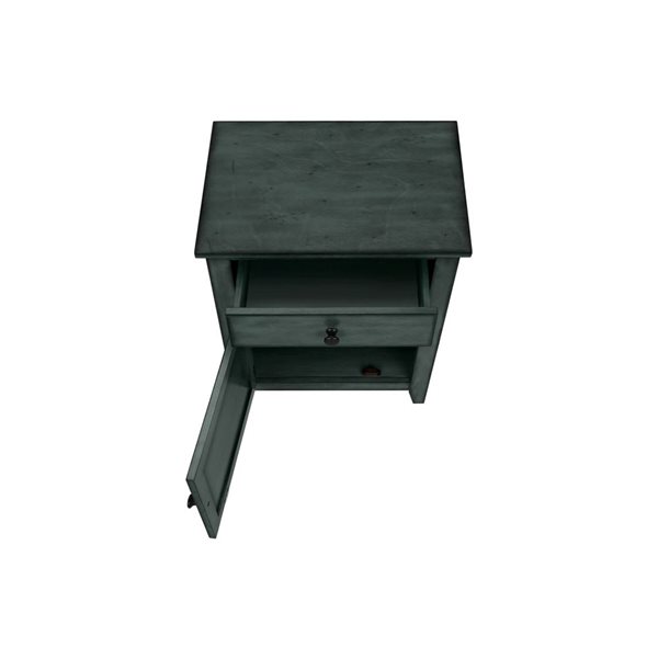 Monarch Specialties 25-in H Antique Blue Veneer Transitional Side Table w/ Drawer and Door