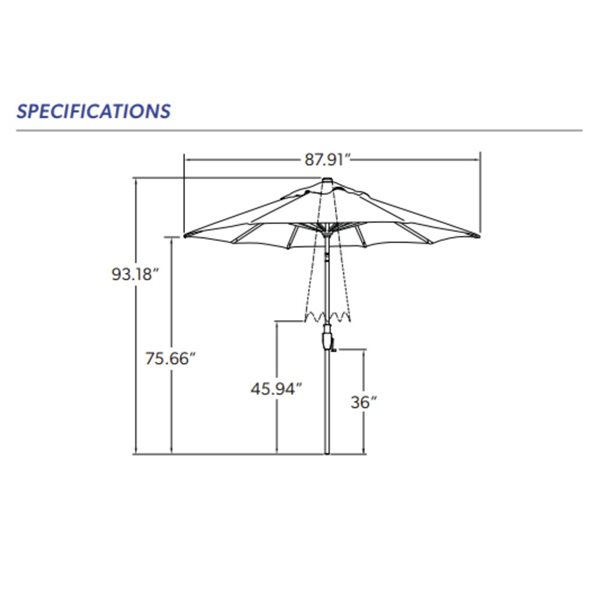Treasure Garden 7.5-ft Market Umbrella Glide Tilt Octagon - Black