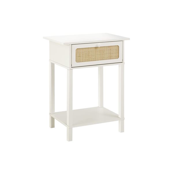 Monarch Specialties 24-in H White Laminate 2-Tier Side Table w/ Closed Cubby