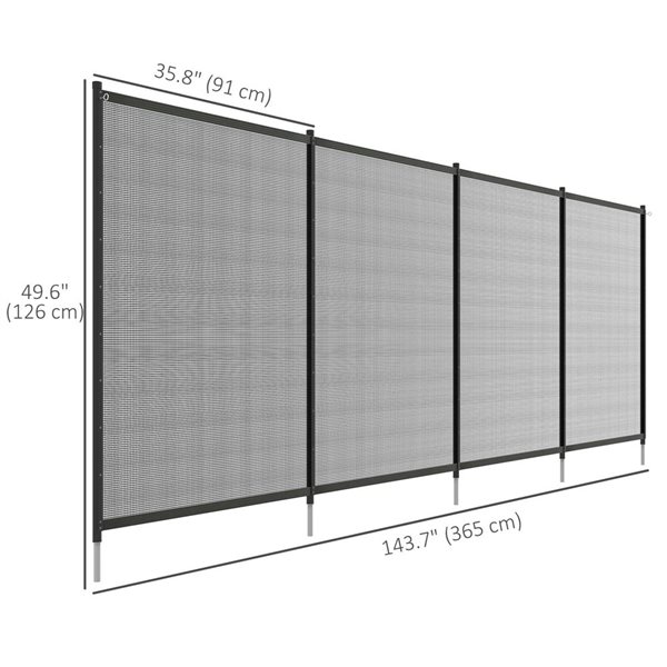 Outsunny 4-Panel Safety Fence 4-ft x 12-ft - Black Mesh Removable Barrier