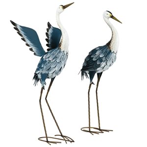 Outsunny Set of 2 Blue Steel Heron Garden Statues