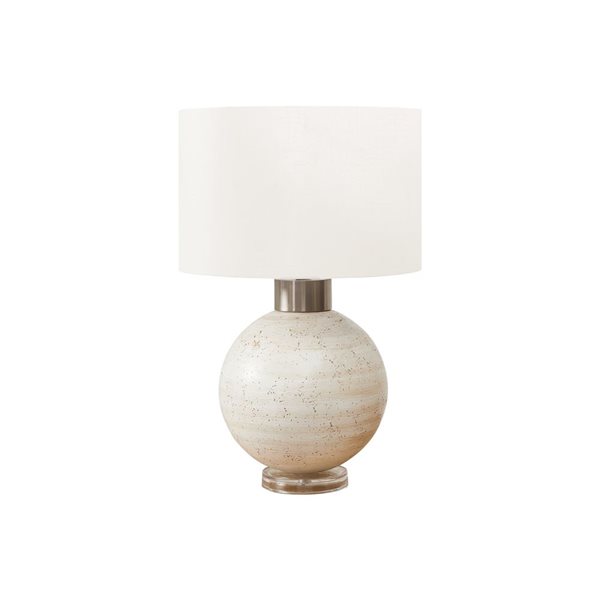 Monarch Specialties 27-in Beige Resin Contemporary Table Lamp with Ivory / Cream Shade