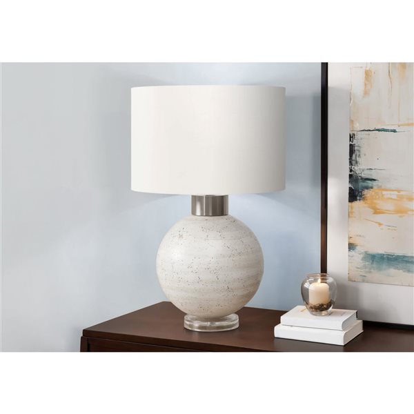 Monarch Specialties 27-in Beige Resin Contemporary Table Lamp with Ivory / Cream Shade