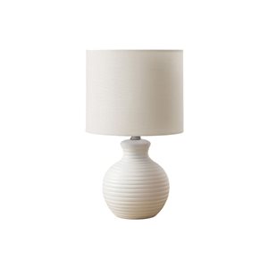 Monarch Specialties 16-in White Resin Contemporary Table Lamp with Ivory / Cream Shade