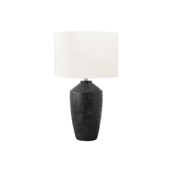 Monarch Specialties 25-in Black Concrete Contemporary Table Lamp with Ivory / Cream Shade