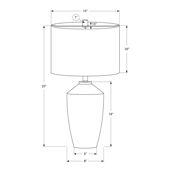 Monarch Specialties 25-in Black Concrete Contemporary Table Lamp with Ivory / Cream Shade