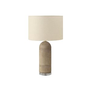Lampe de table contemporaine Monarch Specialties 28 po en résine brune avec abat-jour beige