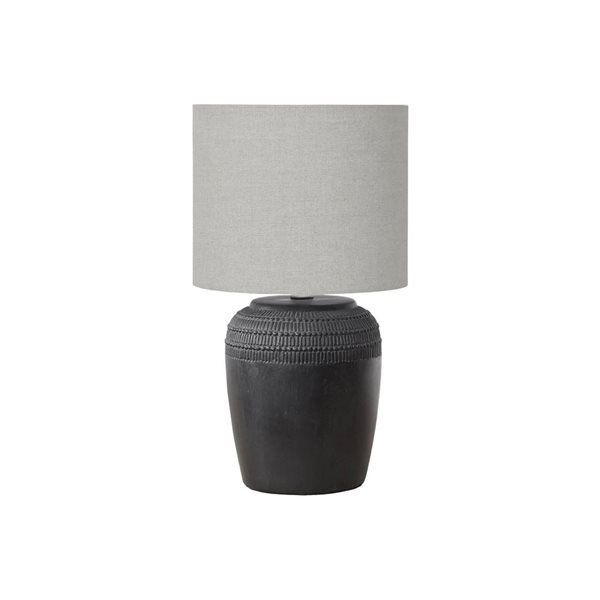 Monarch Specialties 17-in Black Ceramic Contemporary Table Lamp with Grey Shade