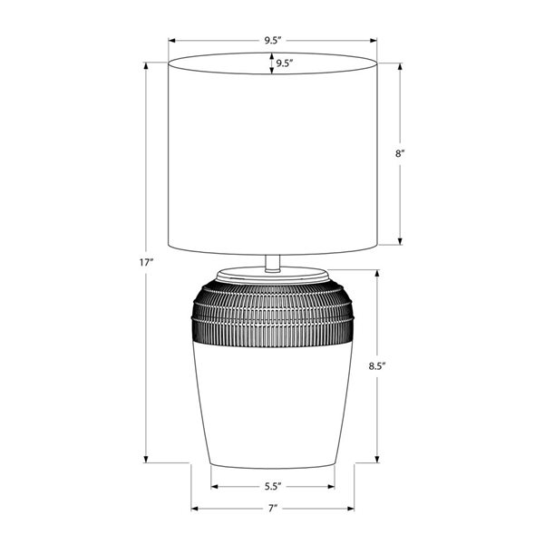 Monarch Specialties 17-in Black Ceramic Contemporary Table Lamp with Grey Shade