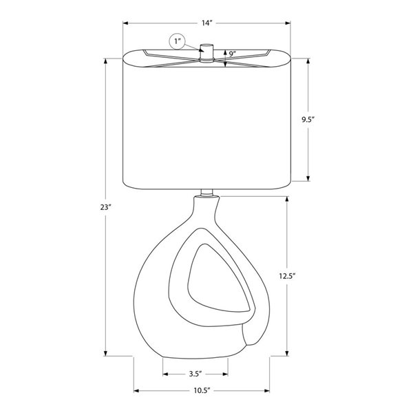 Monarch Specialties 23-in Ivory Resin Contemporary Table Lamp with Ivory / Cream Shade
