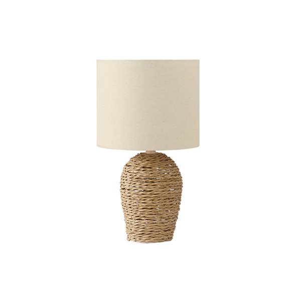 Monarch Specialties 17-in Natural Rattan Transitional Table Lamp with Beige Shade