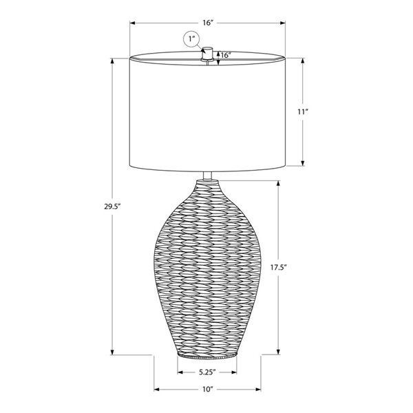 Monarch Specialties 30-in Black Rattan Transitional Table Lamp with Beige Shade