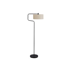 Monarch Specialties 61-in Black Metal Contemporary Floor Lamp with Beige Shade