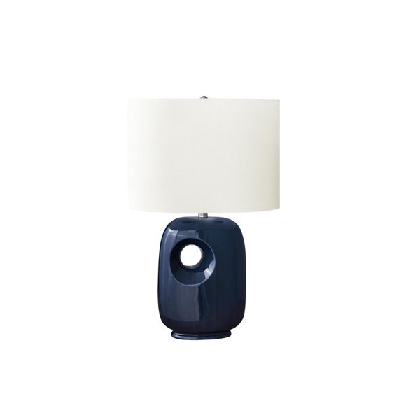 Monarch Specialties 26-in Blue Ceramic Contemporary Table Lamp with Ivory / Cream Shade