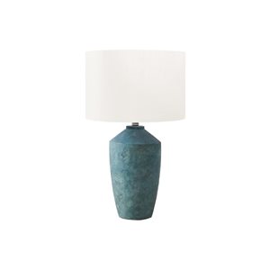 Monarch Specialties 25-in Green Concrete Contemporary Table Lamp with Ivory / Cream Shade