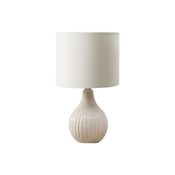 Monarch Specialties 17-in Beige Ceramic Contemporary Table Lamp with Ivory / Cream Shade