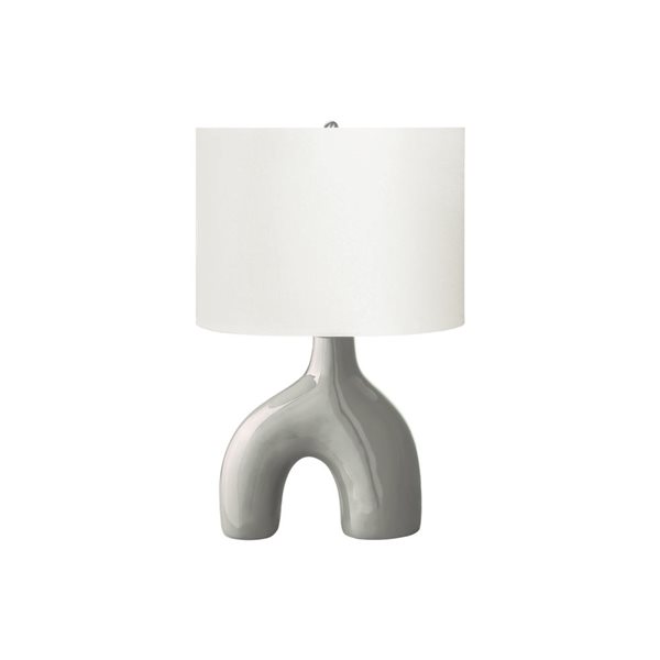 Monarch Specialties 25-in Grey Ceramic Contemporary Table Lamp with Ivory / Cream Shade