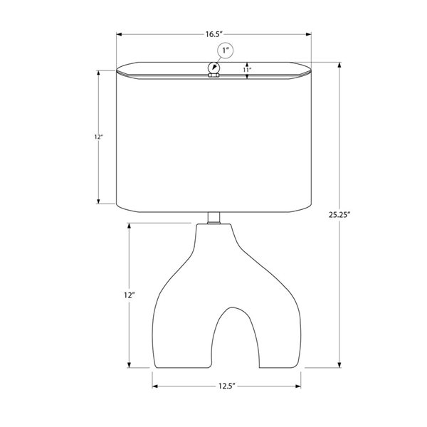 Monarch Specialties 25-in Grey Ceramic Contemporary Table Lamp with Ivory / Cream Shade