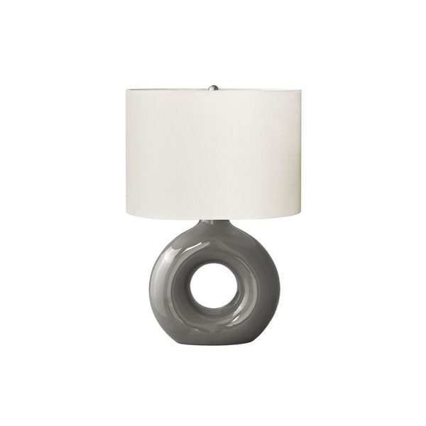 Monarch Specialties 24-in Dark Grey Ceramic Contemporary Table Lamp with Ivory / Cream Shade