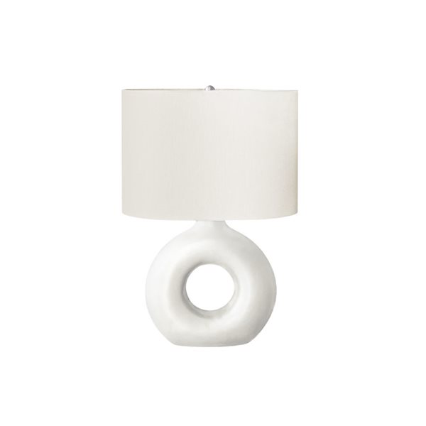 Monarch Specialties 24-in White Ceramic Contemporary Table Lamp with Ivory / Cream Shade
