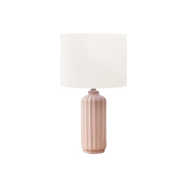 Monarch Specialties 23-in Pink Ceramic Contemporary Table Lamp with Ivory / Cream Shade