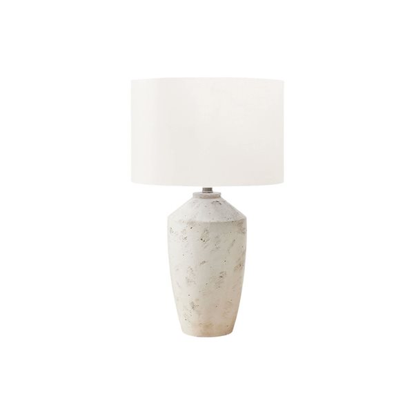 Monarch Specialties 25-in Ivory Concrete Contemporary Table Lamp with Ivory / Cream Shade