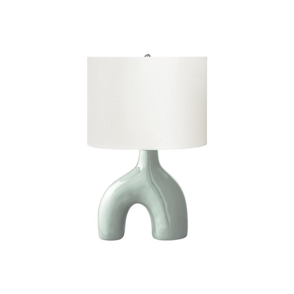 Monarch Specialties 25-in Green Ceramic Contemporary Table Lamp with Ivory / Cream Shade