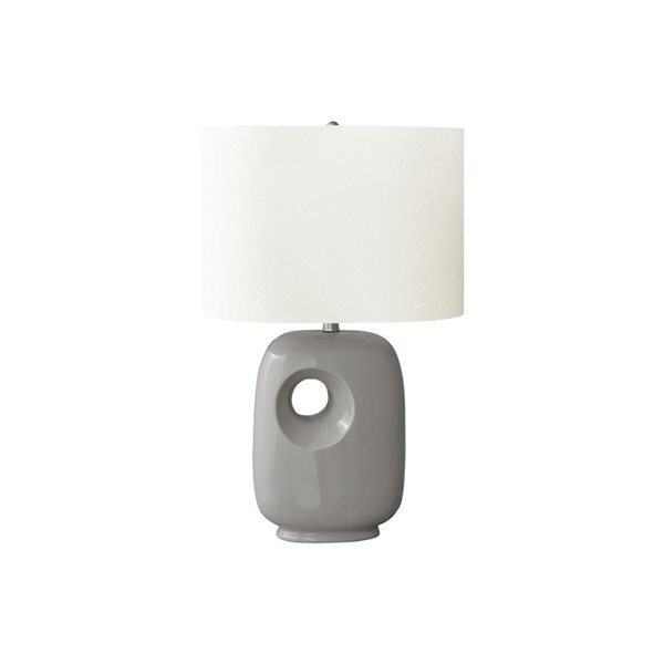 Monarch Specialties 26-in Grey Ceramic Contemporary Table Lamp with Ivory / Cream Shade