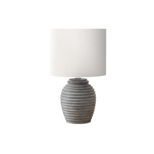 Monarch Specialties 17-in Grey Resin Contemporary Table Lamp with Ivory / Cream Shade